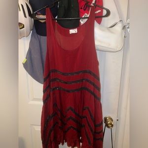 Free people Intimately Voile and Lace Trapeze sheer polka dot slip dress